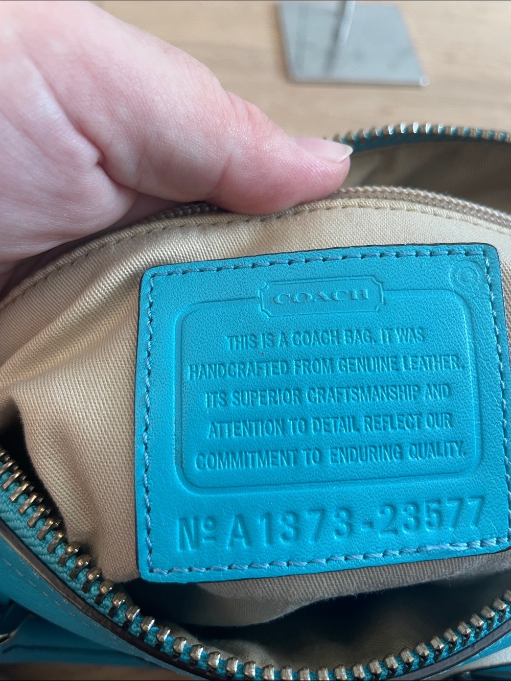 Coach Turquoise Leather Satchel Perforated Tassel Boston Bag Top Handle - Picture 11 of 14